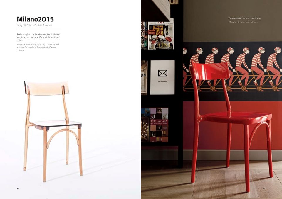 Milano2015 chair in nylon, red colour.