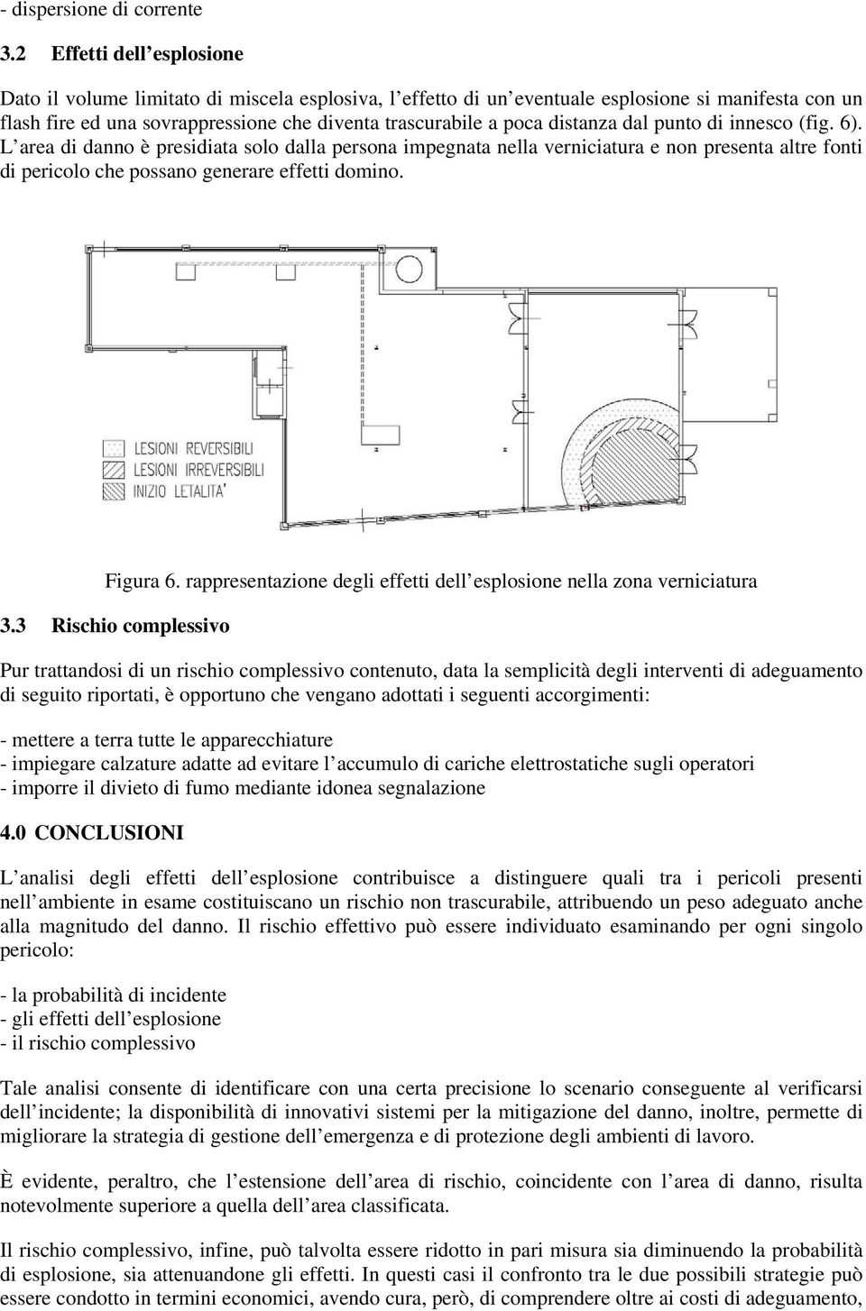 distanza dal punto di innesco (fig. 6). L area di danno è presidiata solo dalla persona impegnata nella verniciatura e non presenta altre fonti di pericolo che possano generare effetti domino.