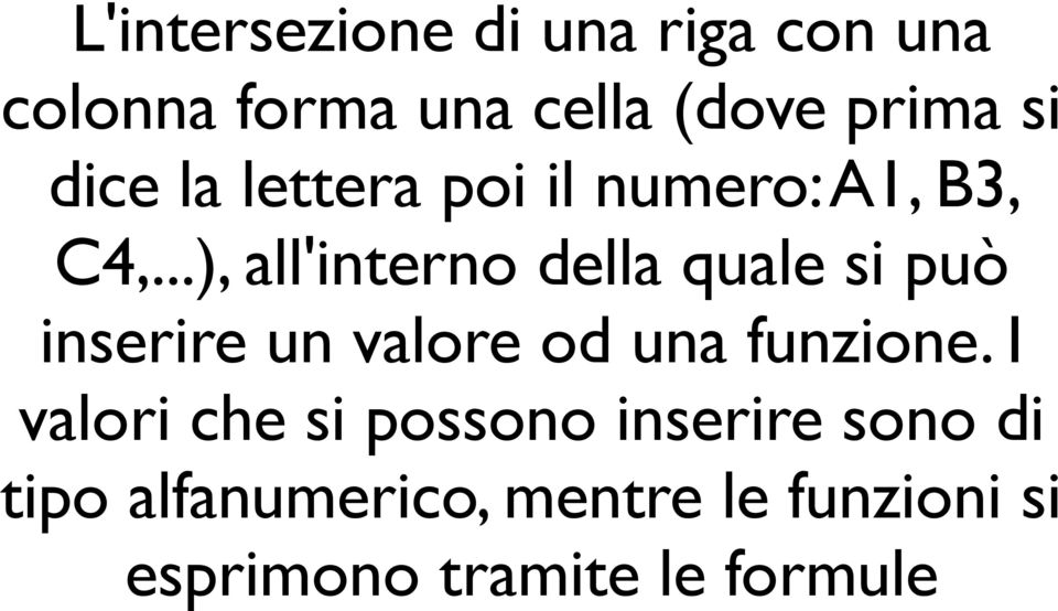 ..), all'interno della quale si può inserire un valore od una funzione.