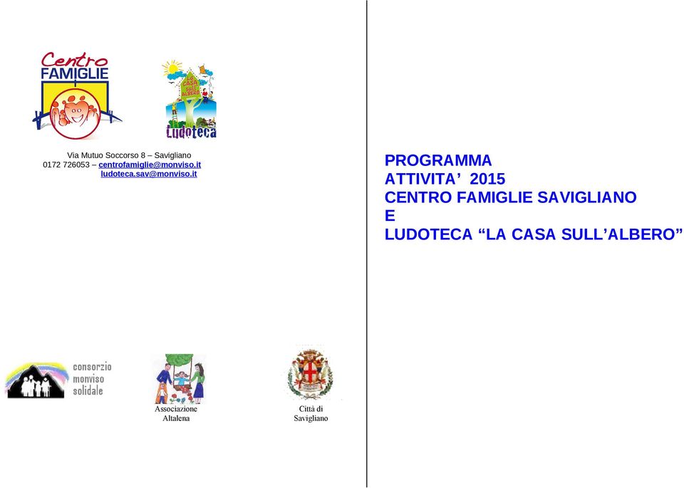 it PROGRAMMA ATTIVITA 2015 CENTRO FAMIGLIE SAVIGLIANO