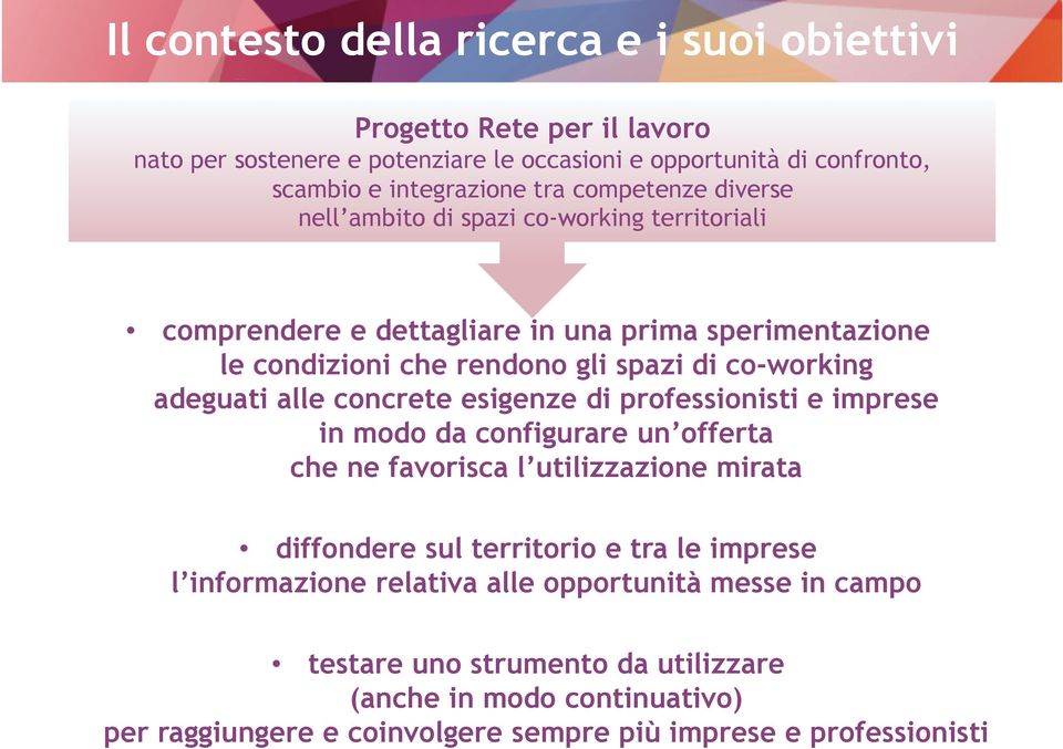 adeguati alle concrete esigenze di professionisti e imprese in modo da configurare un offerta che ne favorisca l utilizzazione mirata diffondere sul territorio e tra le imprese