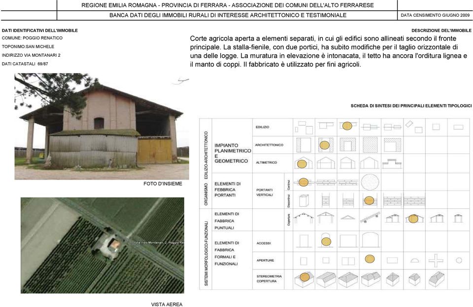 La stalla-fienile, con due portici, ha subito modifiche per il taglio orizzontale di una delle logge.