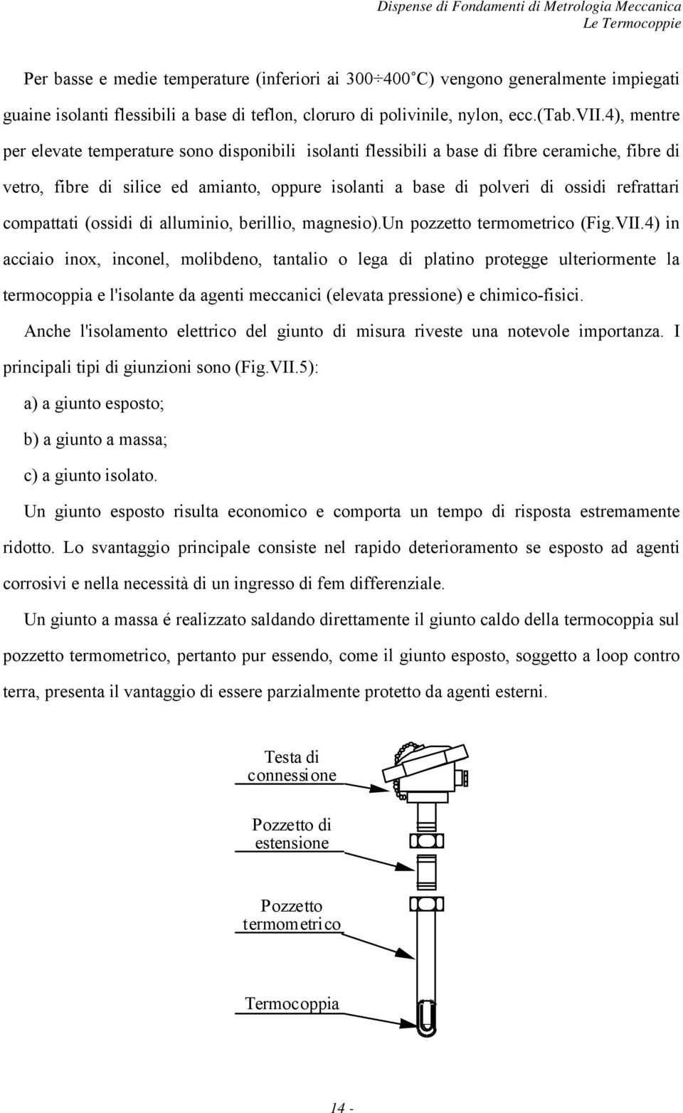 compattati (ossidi di alluminio, berillio, magnesio).un pozzetto termometrico (Fig.VII.