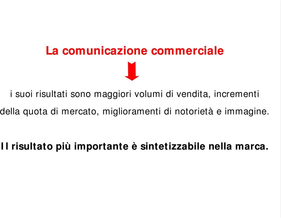 di mercato, miglioramenti di notorietà e immagine.