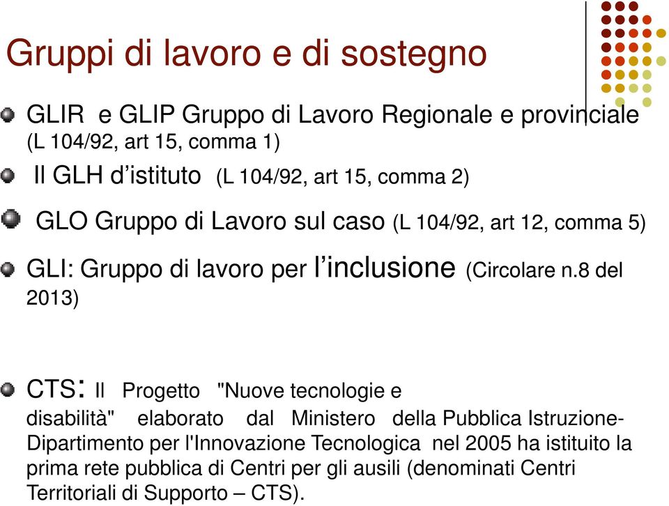 inclusione (Circolare n.