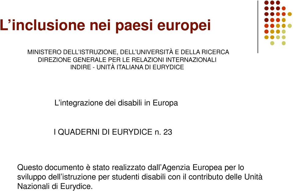 disabili in Europa I QUADERNI DI EURYDICE n.