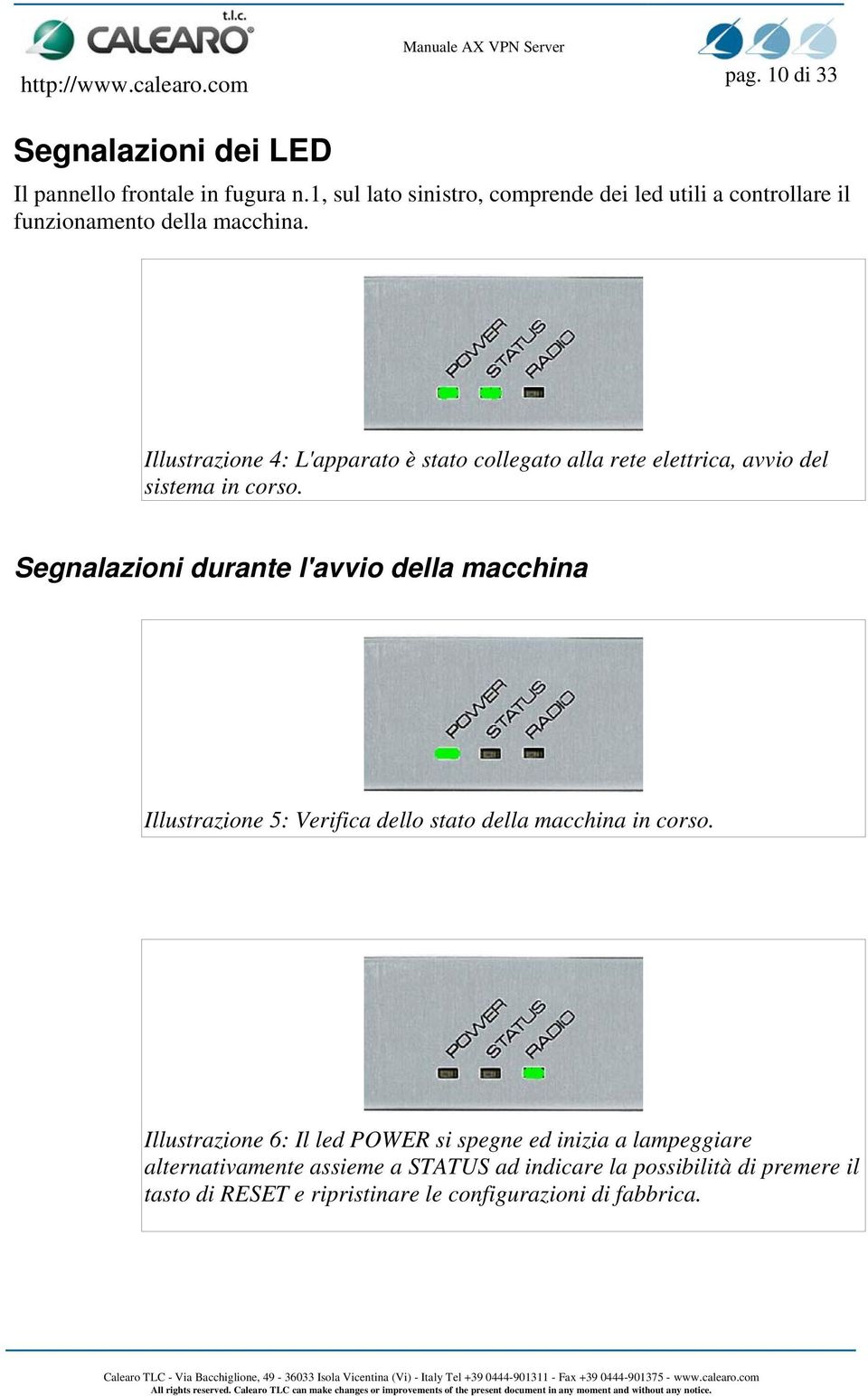 Illustrazione 4: L'apparato è stato collegato alla rete elettrica, avvio del sistema in corso.