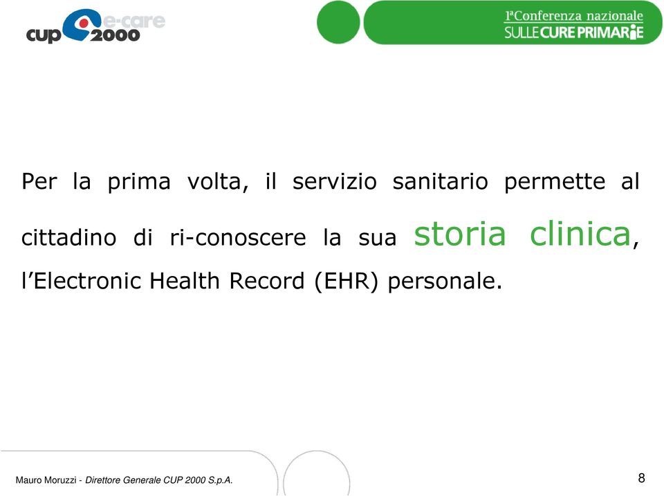 storia clinica, l Electronic Health Record (EHR)
