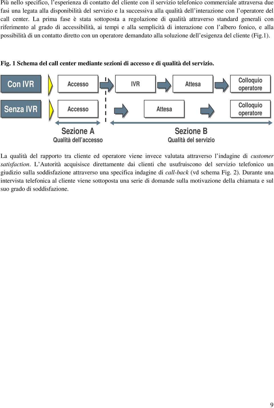 La prima fase è stata sottoposta a regolazione di qualità attraverso standard generali con riferimento al grado di accessibilità, ai tempi e alla semplicità di interazione con l albero fonico, e alla