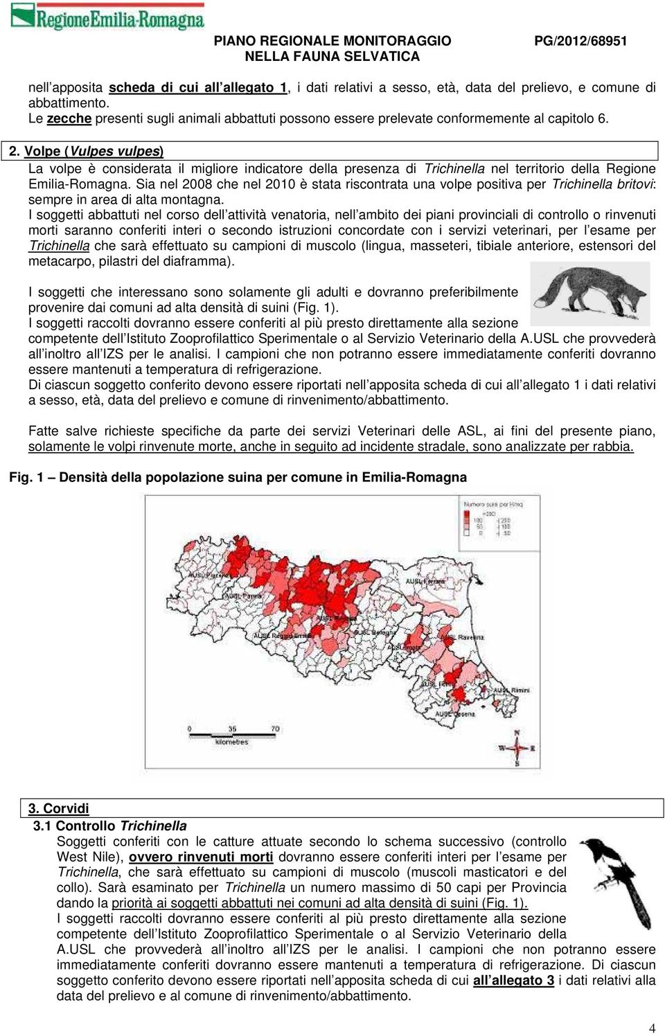 Volpe (Vulpes vulpes) La volpe è considerata il migliore indicatore della presenza di Trichinella nel territorio della Regione Emilia-Romagna.