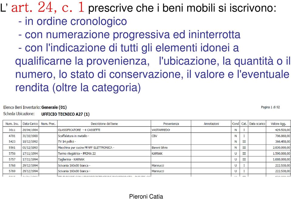 numerazione progressiva ed ininterrotta - con l'indicazione di tutti gli elementi