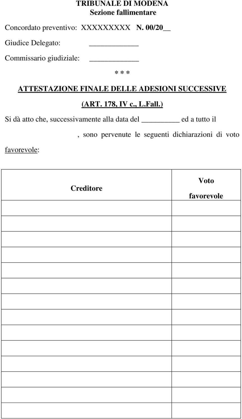 ADESIONI SUCCESSIVE (ART. 178, IV c., L.Fall.