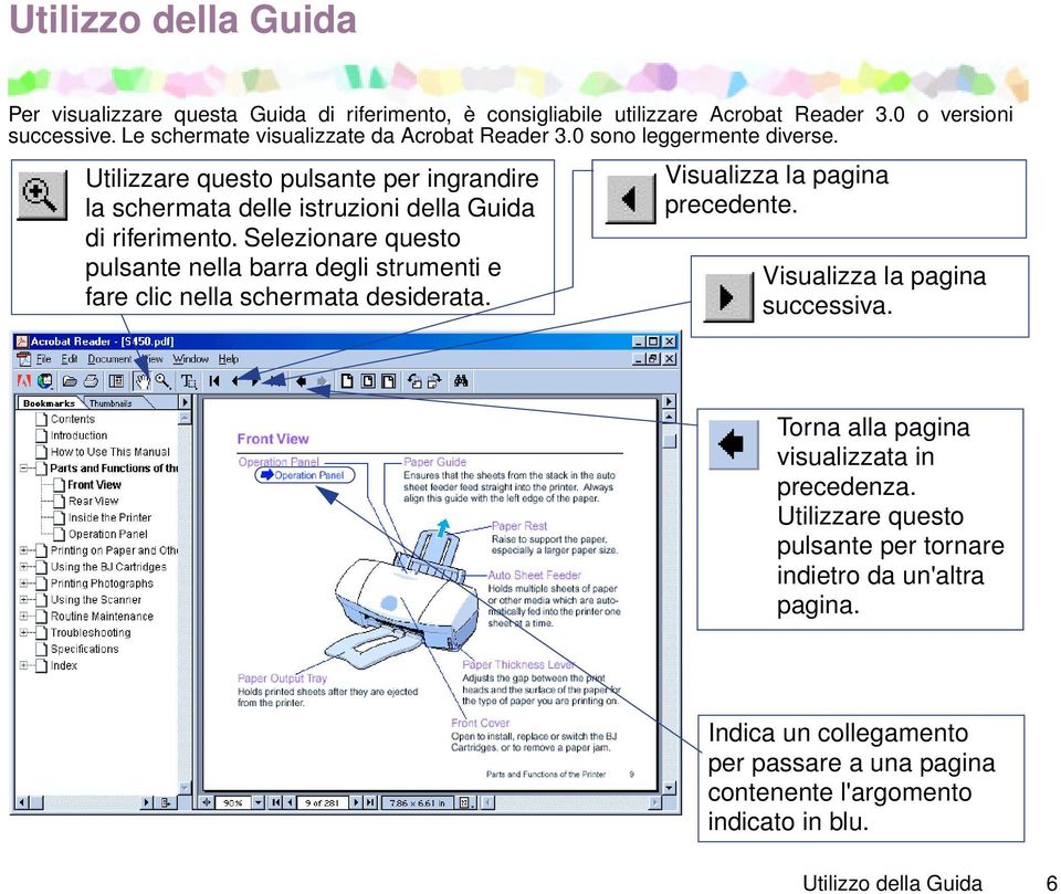 Selezionare questo pulsante nella barra degli strumenti e fare clic nella schermata desiderata. Visualizza la pagina precedente. Visualizza la pagina successiva.