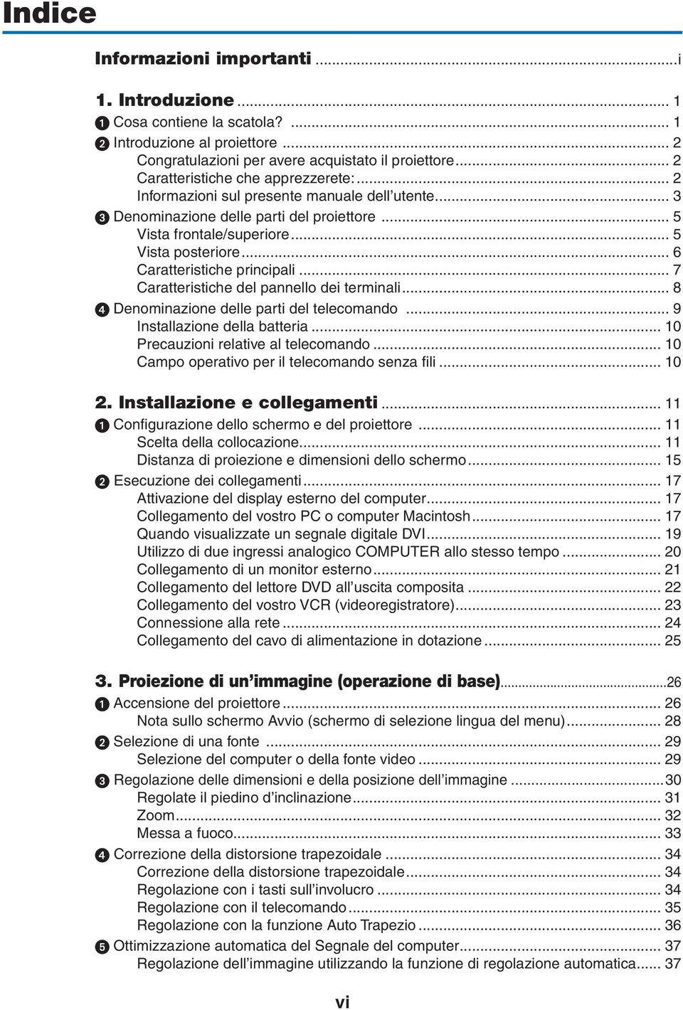 .. 6 Caratteristiche principali... 7 Caratteristiche del pannello dei terminali... 8 Denominazione delle parti del telecomando... 9 Installazione della batteria.