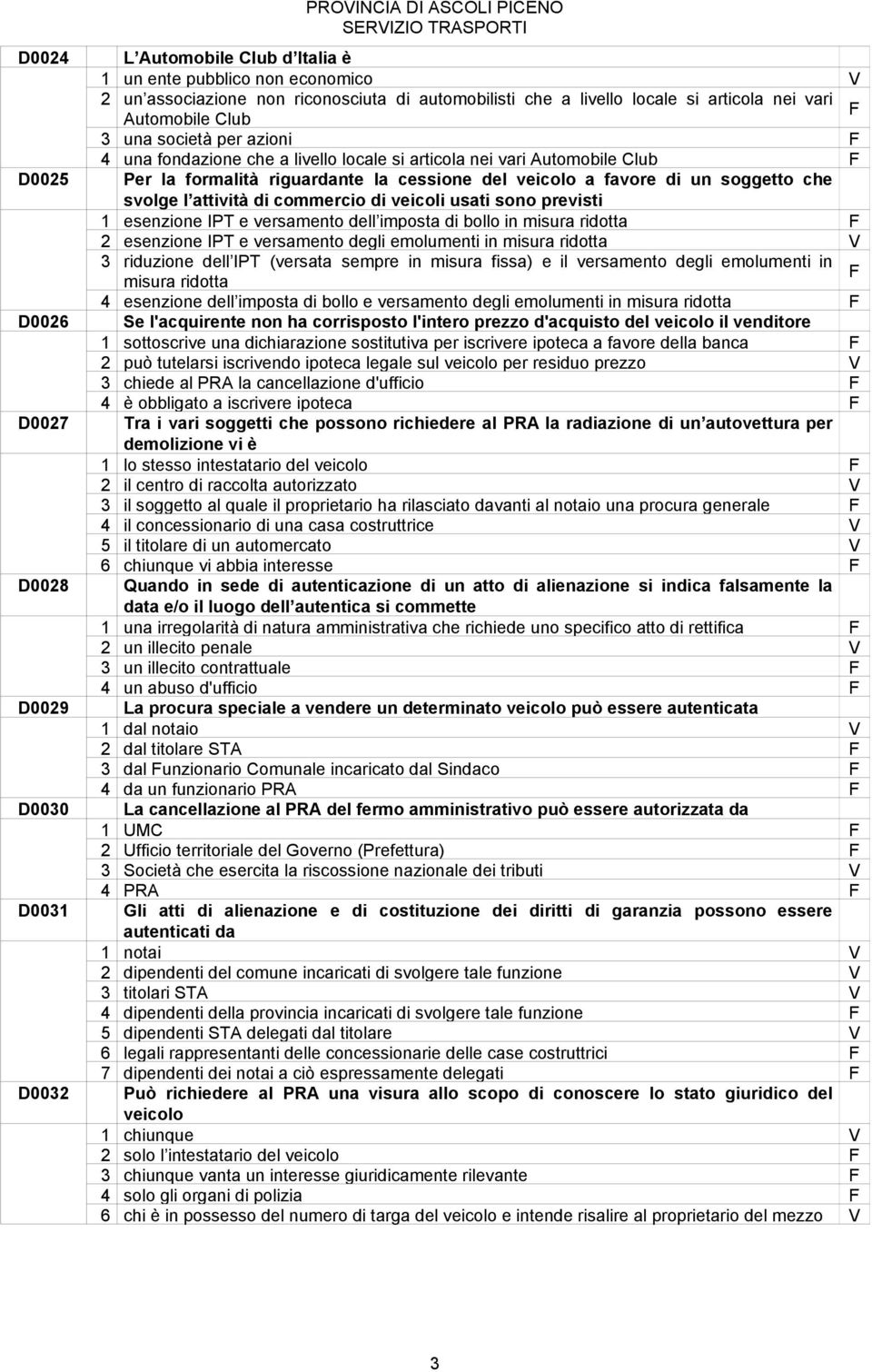 riguardante la cessione del veicolo a favore di un soggetto che svolge l attività di commercio di veicoli usati sono previsti 1 esenzione IPT e versamento dell imposta di bollo in misura ridotta 2