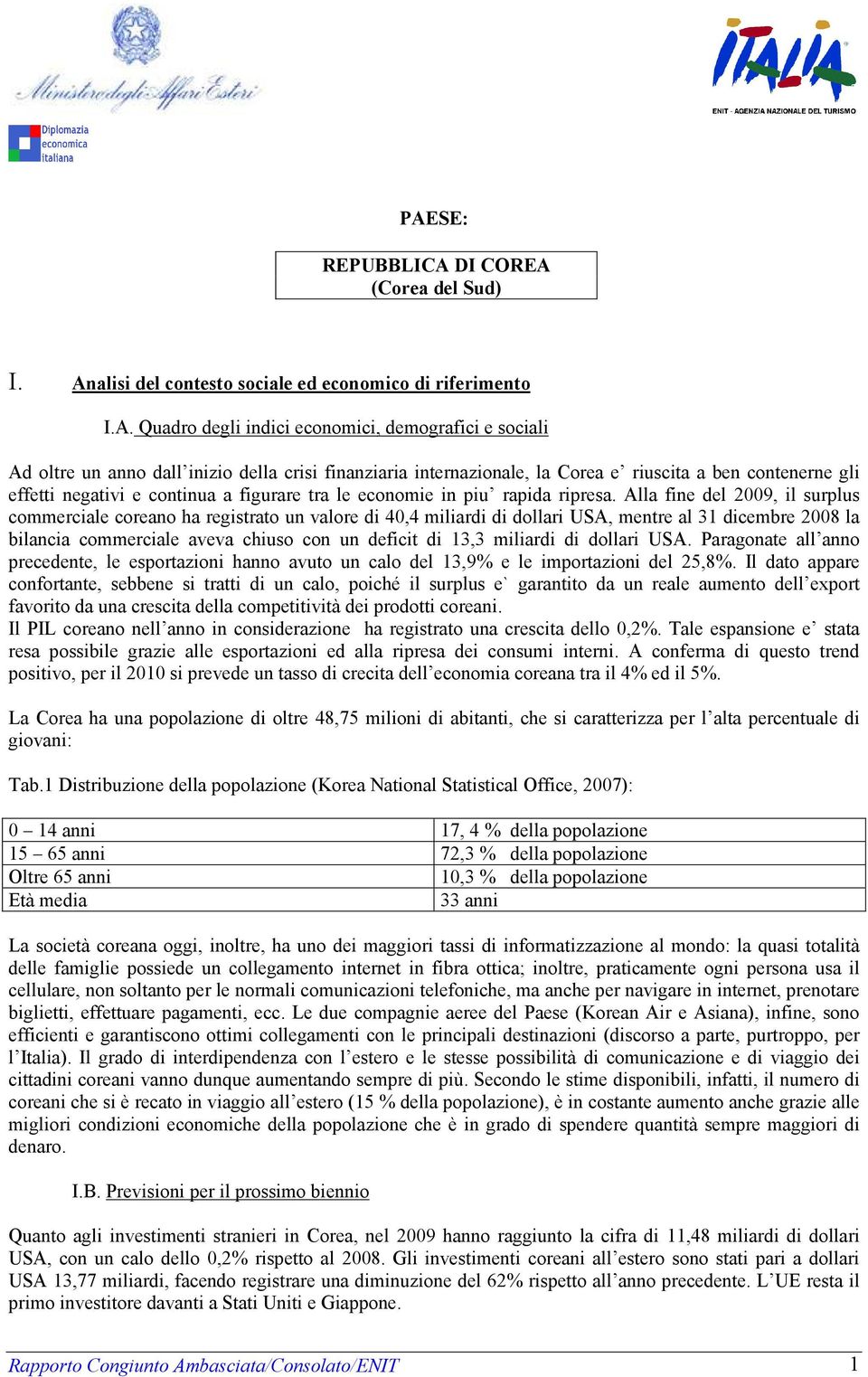 Alla fine del 2009, il surplus commerciale coreano ha registrato un valore di 40,4 miliardi di dollari USA, mentre al 31 dicembre 2008 la bilancia commerciale aveva chiuso con un deficit di 13,3