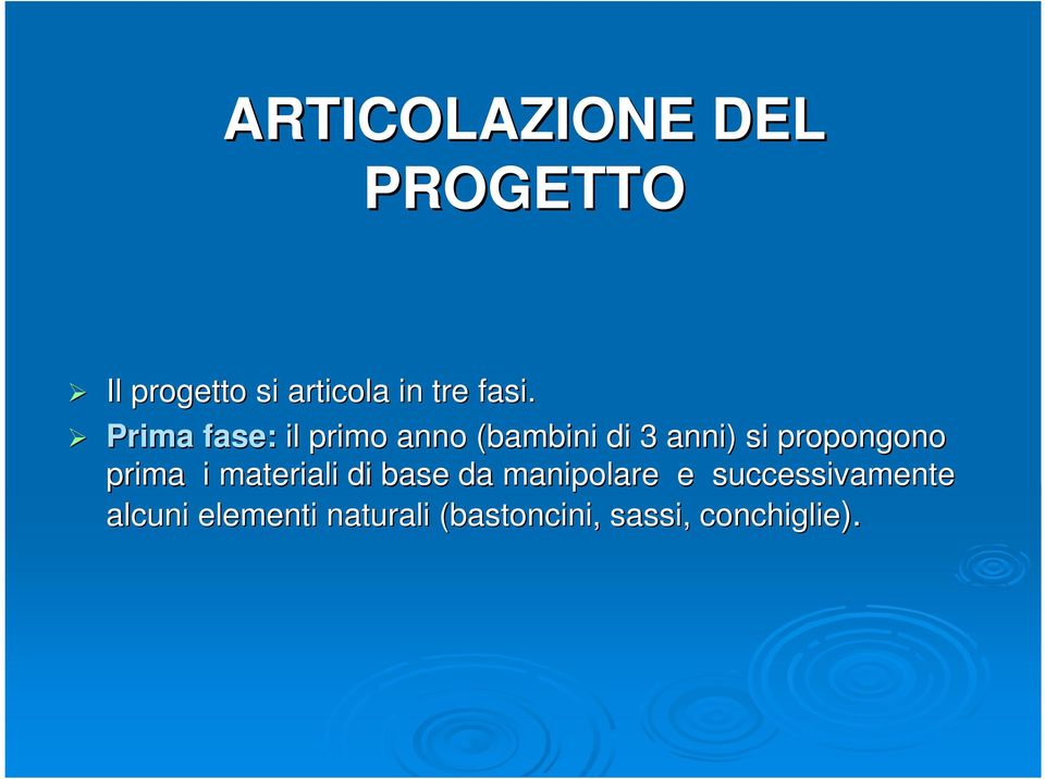 propongono prima i materiali di base da manipolare e