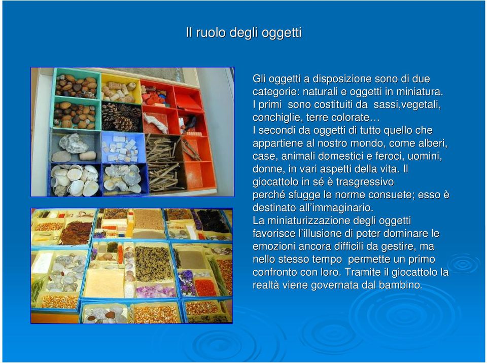 domestici e feroci, uomini, donne, in vari aspetti della vita. Il giocattolo in sés è trasgressivo perché sfugge le norme consuete; esso è destinato all immaginario.