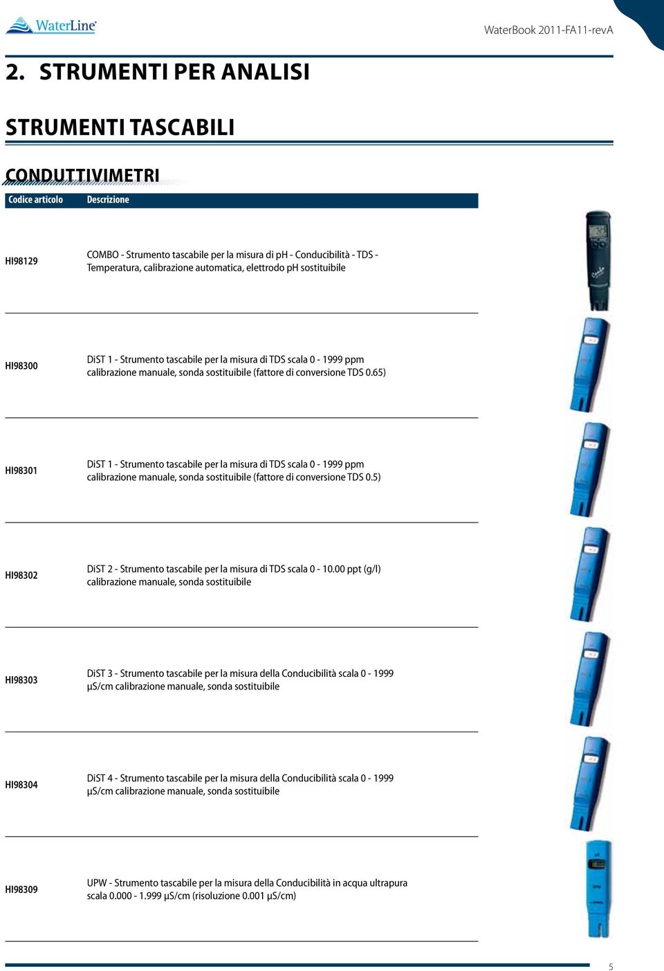 65) HI98301 DiST 1 - Strumento tascabile per la misura di TDS scala 0-1999 ppm calibrazione manuale, sonda sostituibile (fattore di conversione TDS 0.