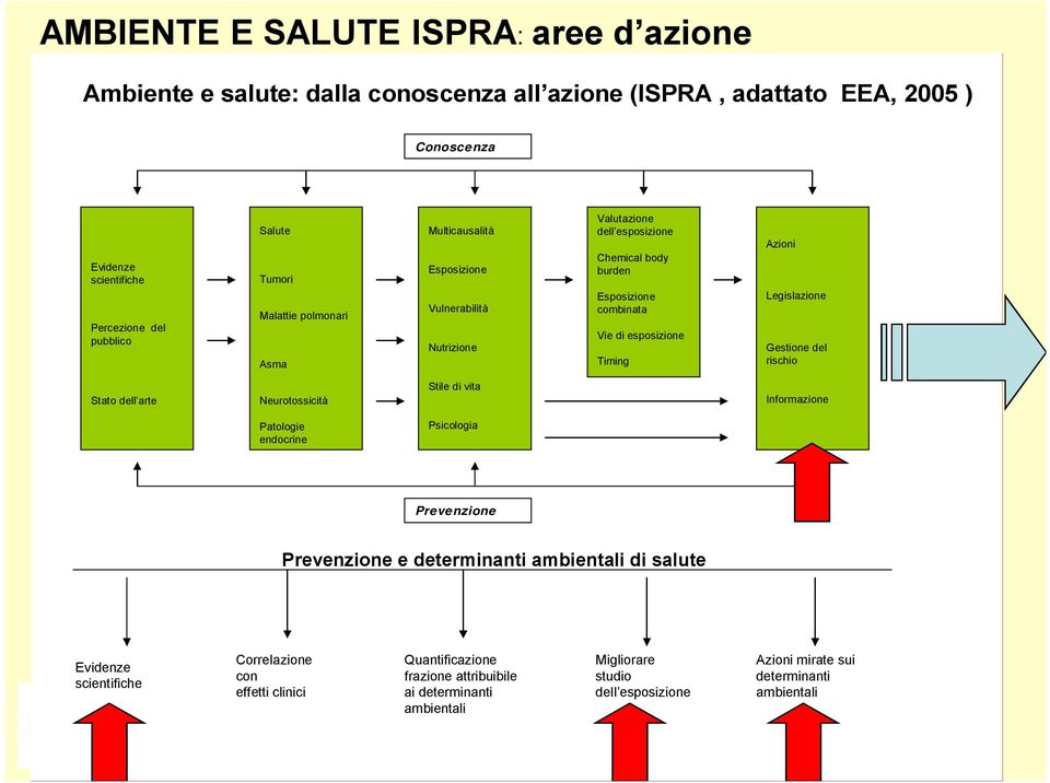 Legislazione Gestione del rischio Stato dell arte Neurotossicità Stile di vita Informazione Patologie endocrine Psicologia Prevenzione Prevenzione e determinanti ambientali di salute