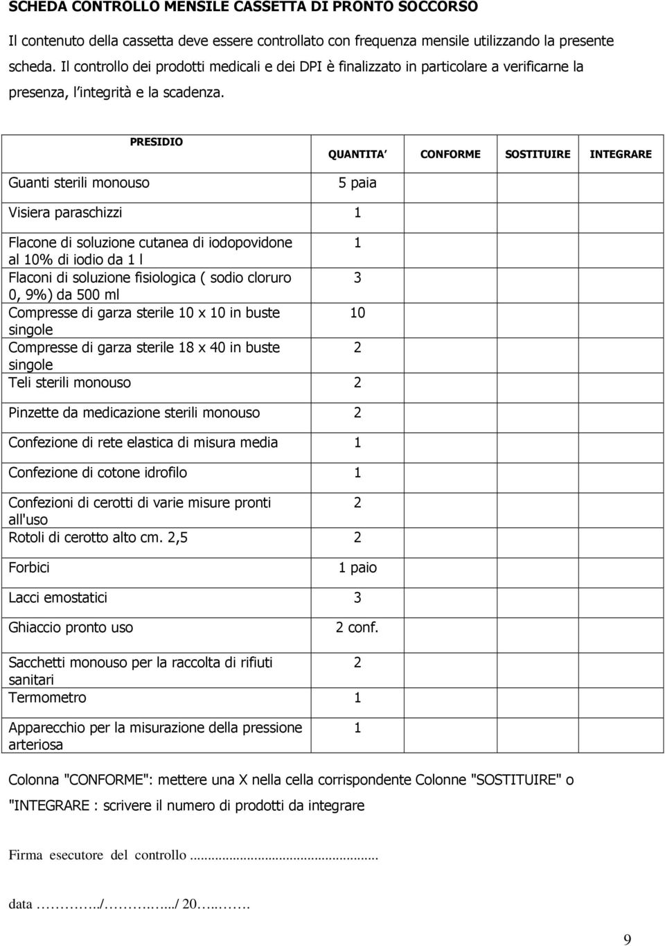 Guanti sterili monouso PRESIDIO QUANTITA CONFORME SOSTITUIRE INTEGRARE 5 paia Visiera paraschizzi 1 Flacone di soluzione cutanea di iodopovidone 1 al 10% di iodio da 1 l Flaconi di soluzione