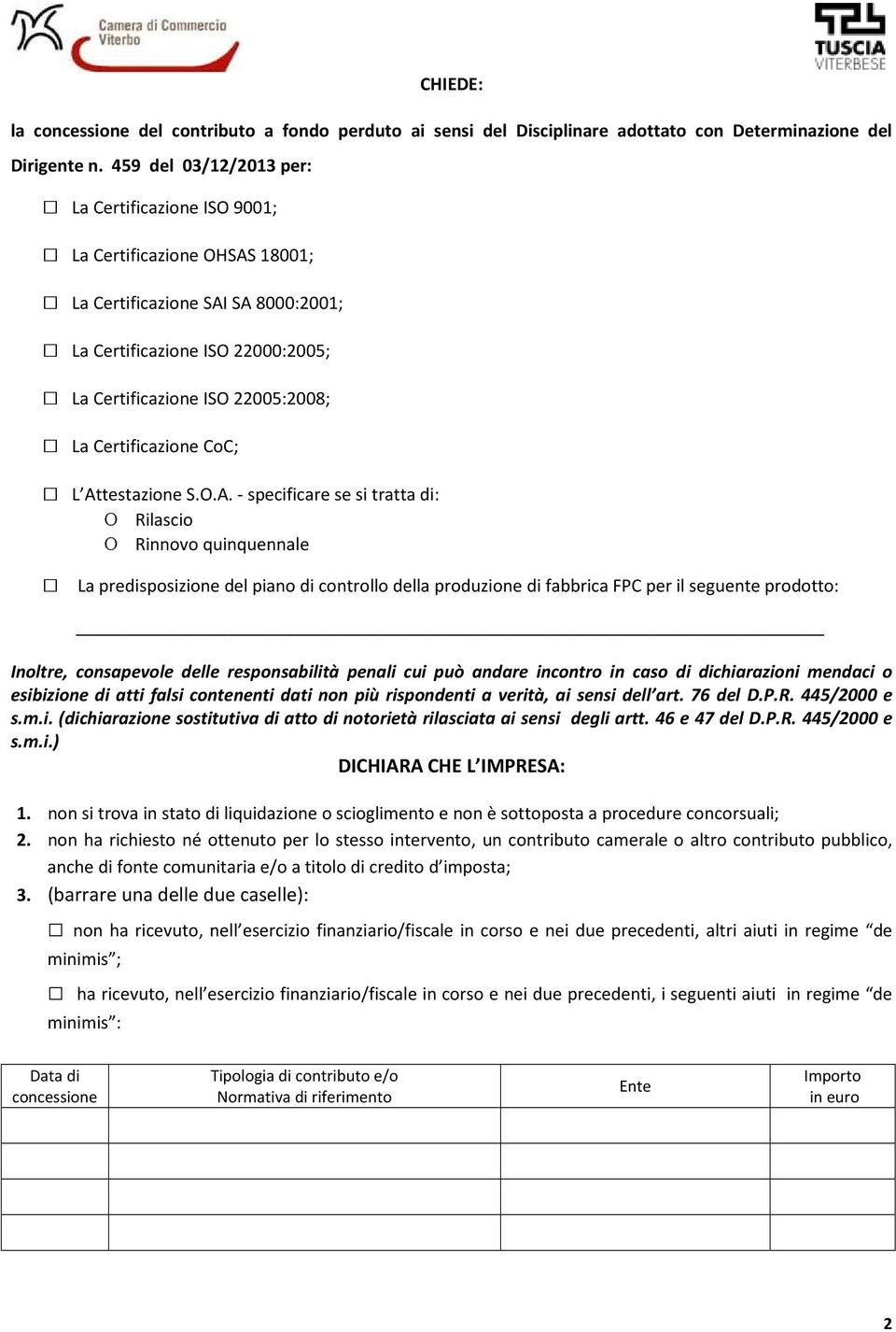 Certificazione CoC; L At