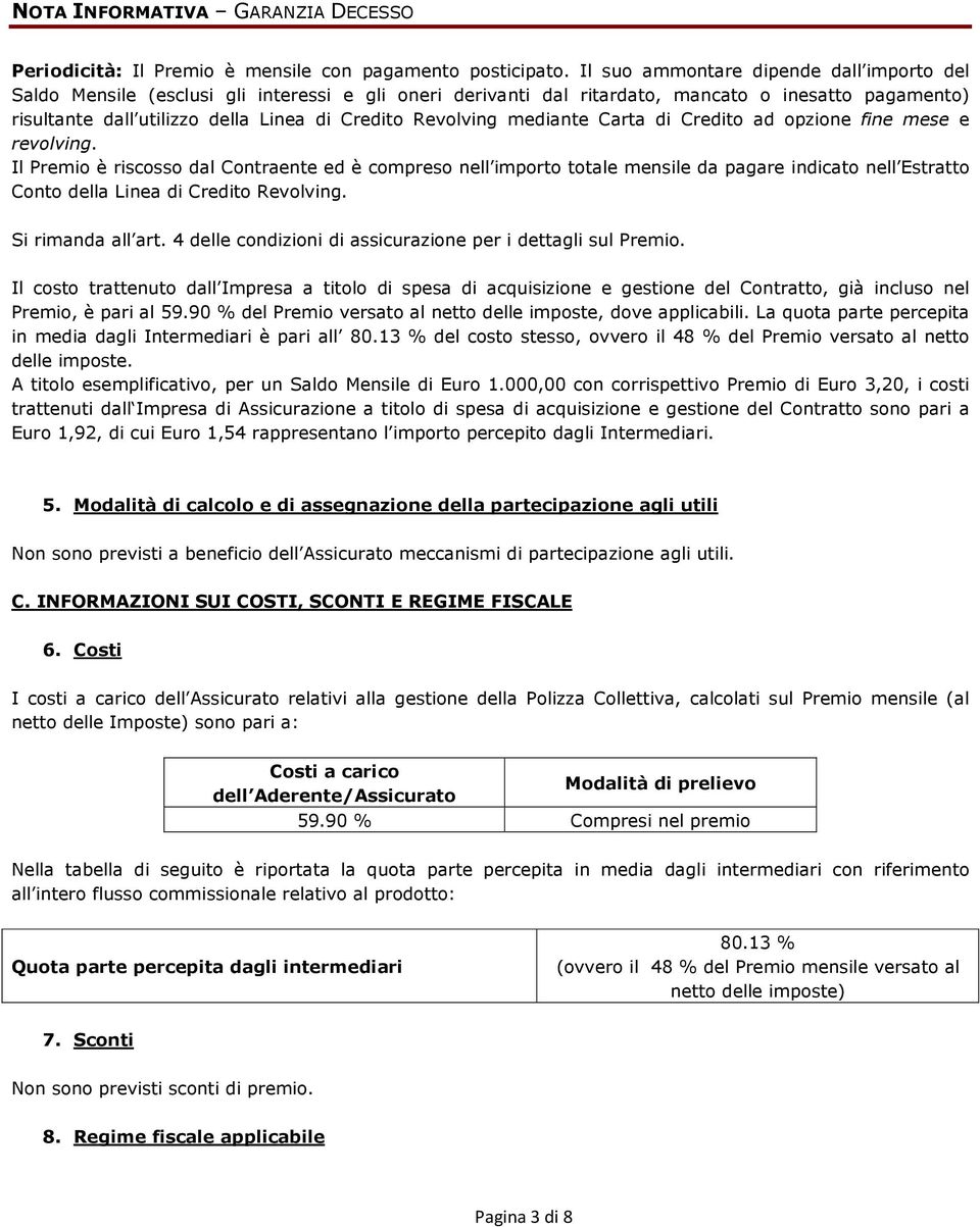 Revolving mediante Carta di Credito ad opzione fine mese e revolving.