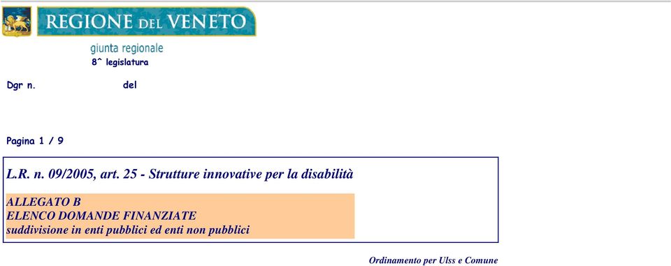 ELENCO DOMANDE FINANZIATE suddivisione in enti pubblici