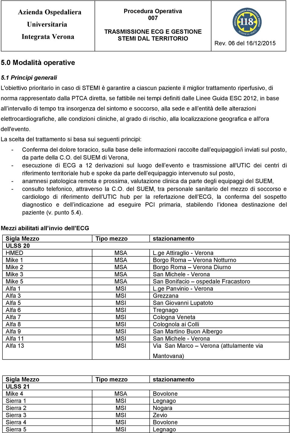 definiti dalle Linee Guida ESC 2012, in base all intervallo di tempo tra insorgenza del sintomo e soccorso, alla sede e all entità delle alterazioni elettrocardiografiche, alle condizioni cliniche,