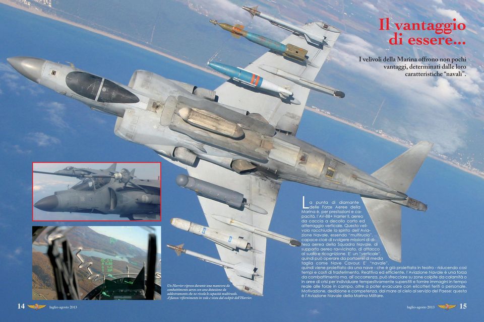 La punta di diamante delle Forze Aeree della Marina è, per prestazioni e capacità, l AV-8B+ Harrier II, aereo da caccia a decollo corto ed atterraggio verticale.