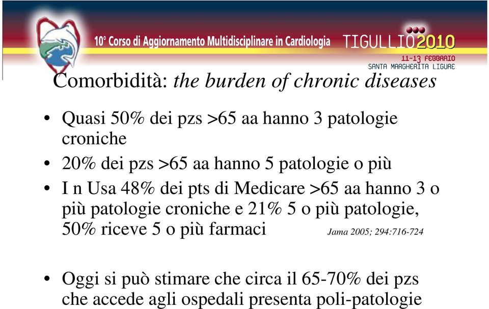 patologie croniche e 21% 5 o più patologie, 50% riceve 5 o più farmaci Jama 2005; 294:716-724