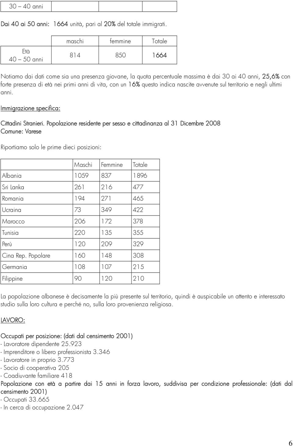 indica nascite avvenute sul territorio e negli ultimi anni. Immigrazione specifica: Cittadini Stranieri.