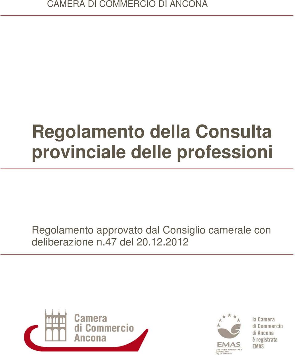 professioni Regolamento approvato dal