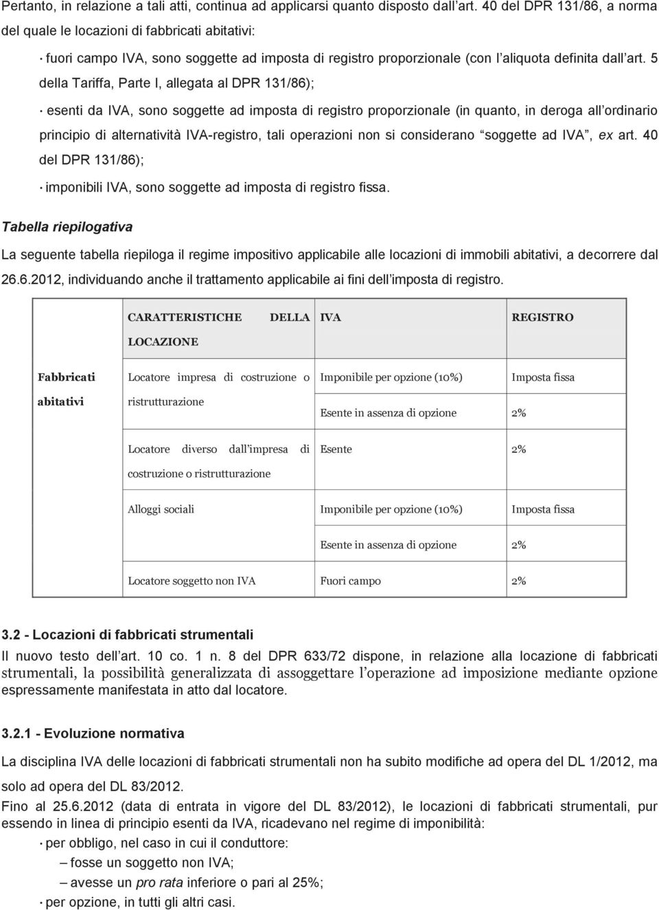 5 della Tariffa, Parte I, allegata al DPR 131/86); esenti da IVA, sono soggette ad imposta di registro proporzionale (in quanto, in deroga all ordinario principio di alternatività IVA-registro, tali