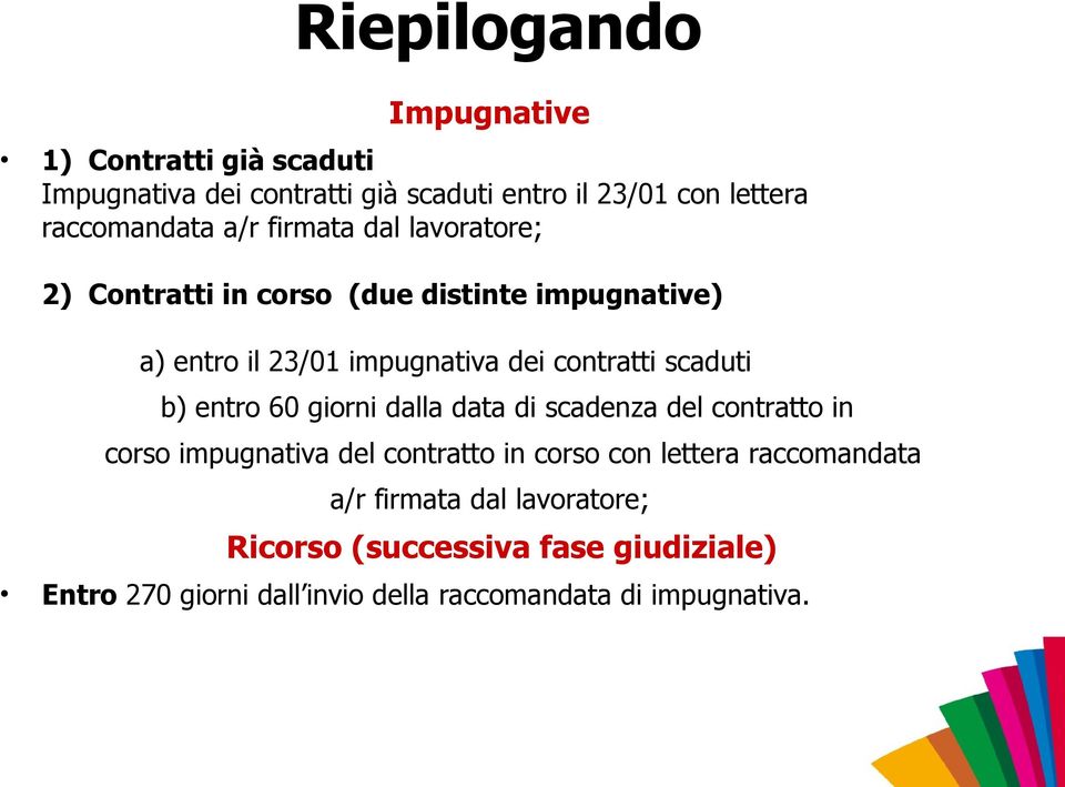 scaduti b) entro 60 giorni dalla data di scadenza del contratto in corso impugnativa del contratto in corso con lettera