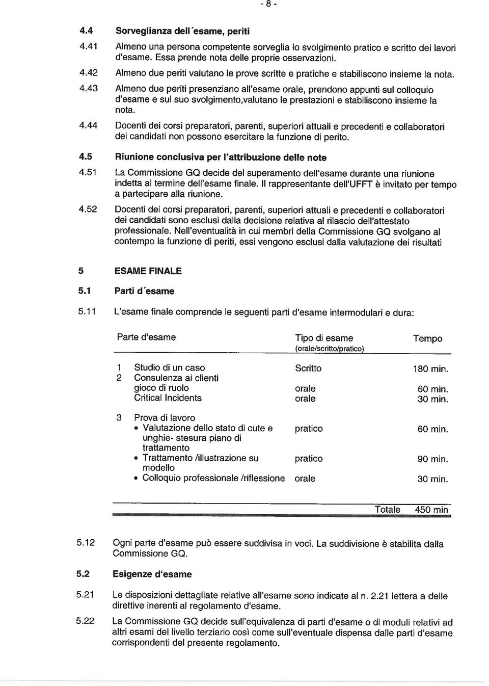 43 Almeno due periti presenziano all esame orale, prendono appunti sul colloquio d esame e sul suo svolgimento,valutano le prestazioni e stabiliscono insieme la nota. 4.