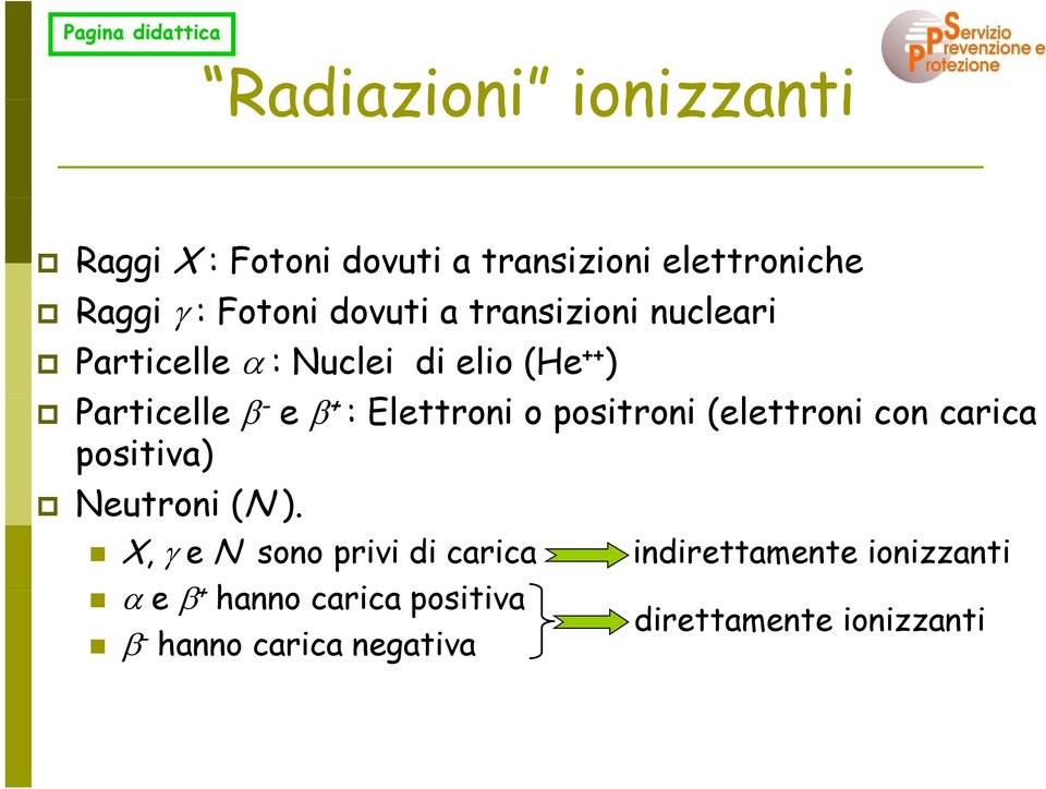 Elettroni o positroni (elettroni con carica positiva) Neutroni (N ).