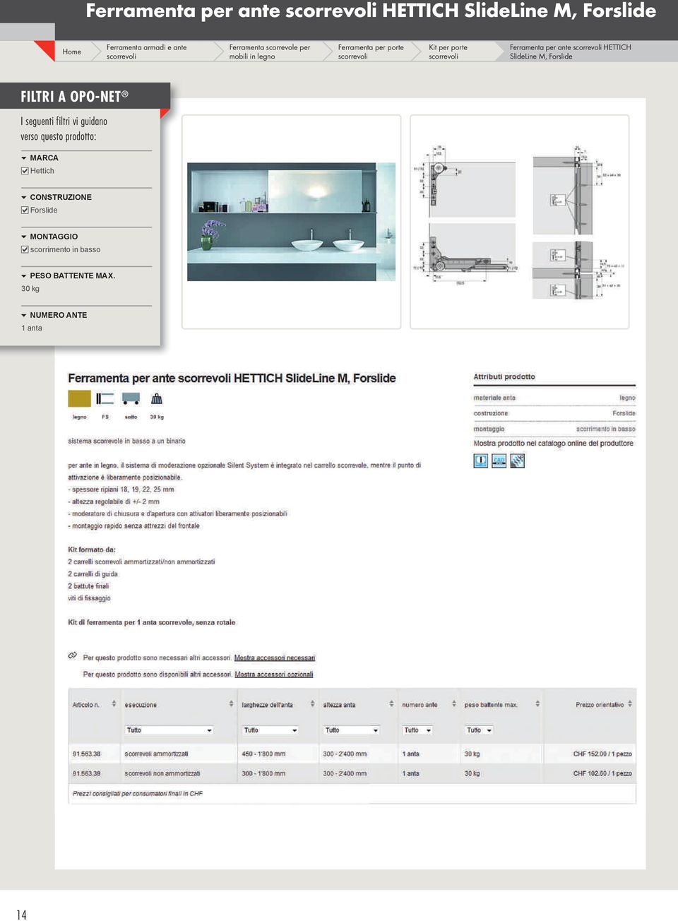 SlideLine M, Forslide FILTRI A OPO-NET I seguenti filtri vi guidano verso questo prodotto: MARCA