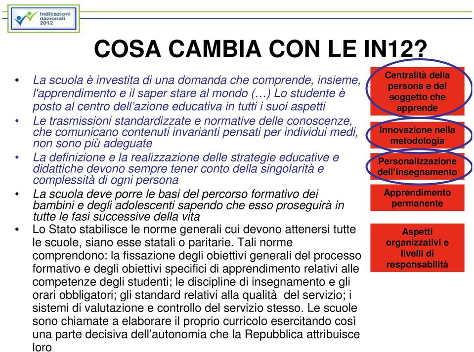 standardizzate e normative delle conoscenze, che comunicano contenuti invarianti pensati per individui medi, non sono più adeguate La definizione e la realizzazione delle strategie educative e