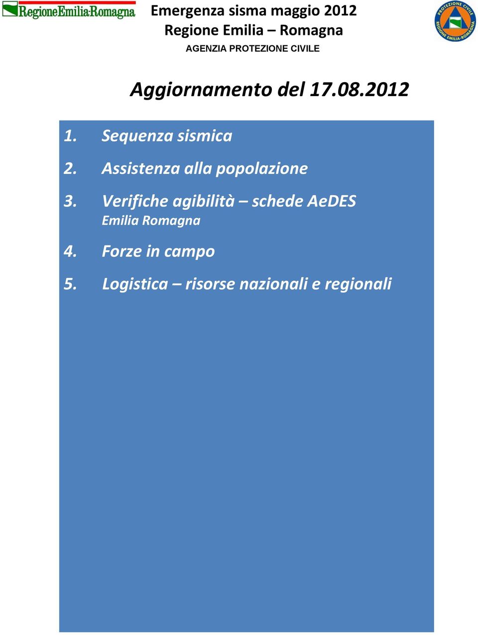 Verifiche agibilità schede AeDES Emilia Romagna 4.