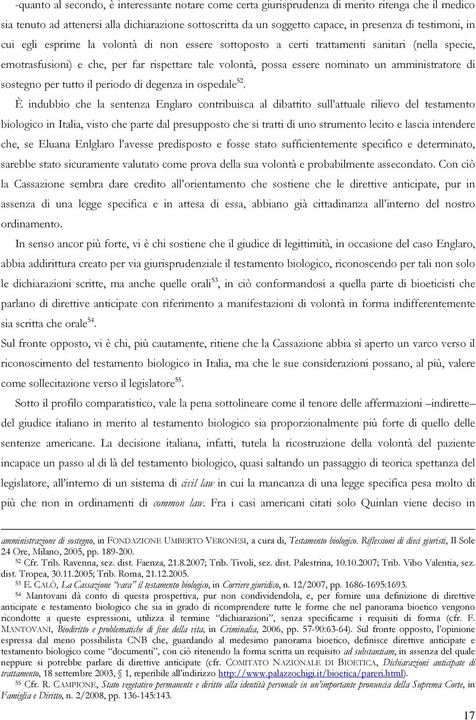 amministratore di sostegno per tutto il periodo di degenza in ospedale 52.