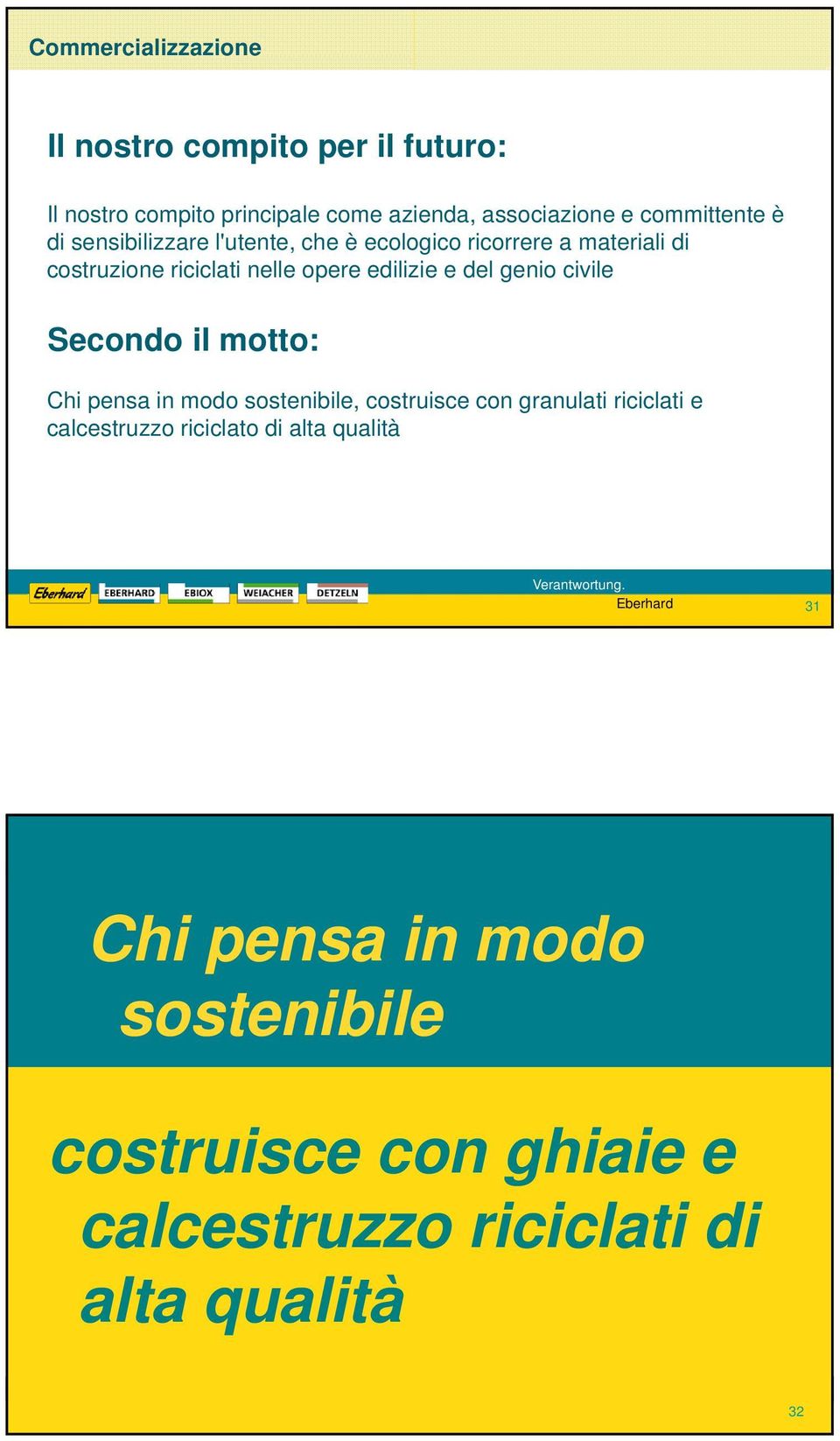 edilizie e del genio civile Secondo il motto: Chi pensa in modo sostenibile, costruisce con granulati riciclati e