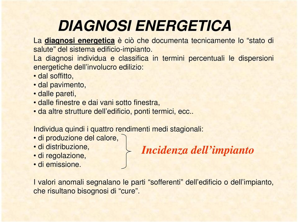 dalle finestre e dai vani sotto finestra, da altre strutture dell edificio edificio, ponti termici, ecc.