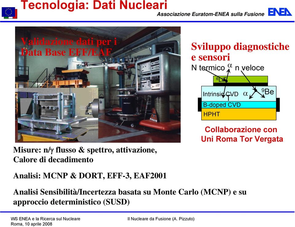 attivazione, Calore di decadimento Collaborazione con Uni Roma Tor Vergata Analisi: MCNP & DORT,