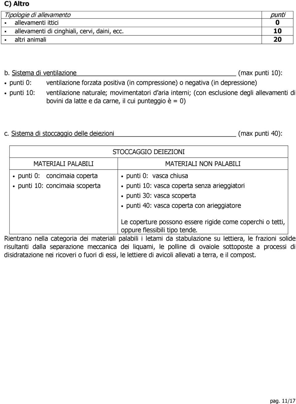 allevamenti di bovini da latte e da carne, il cui punteggio è = 0) c.