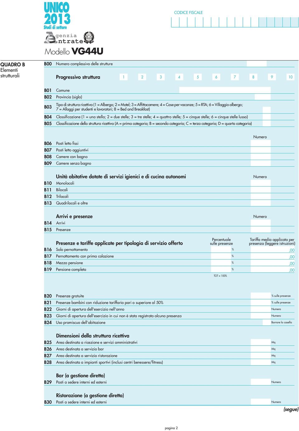 quattro stelle; 5 = cinque stelle; 6 = cinque stelle lusso) Classificazione della struttura ricettiva (A = prima categoria; B = seconda categoria; C = terza categoria; D = quarta categoria) B06 B07