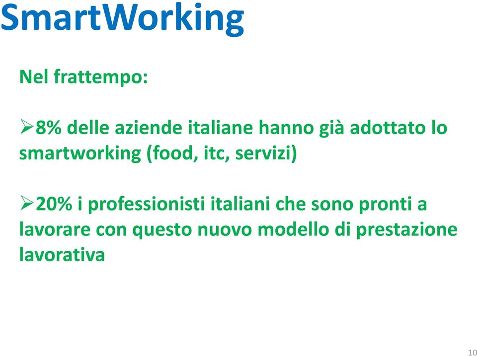 servizi) 20% i professionisti italiani che sono pronti