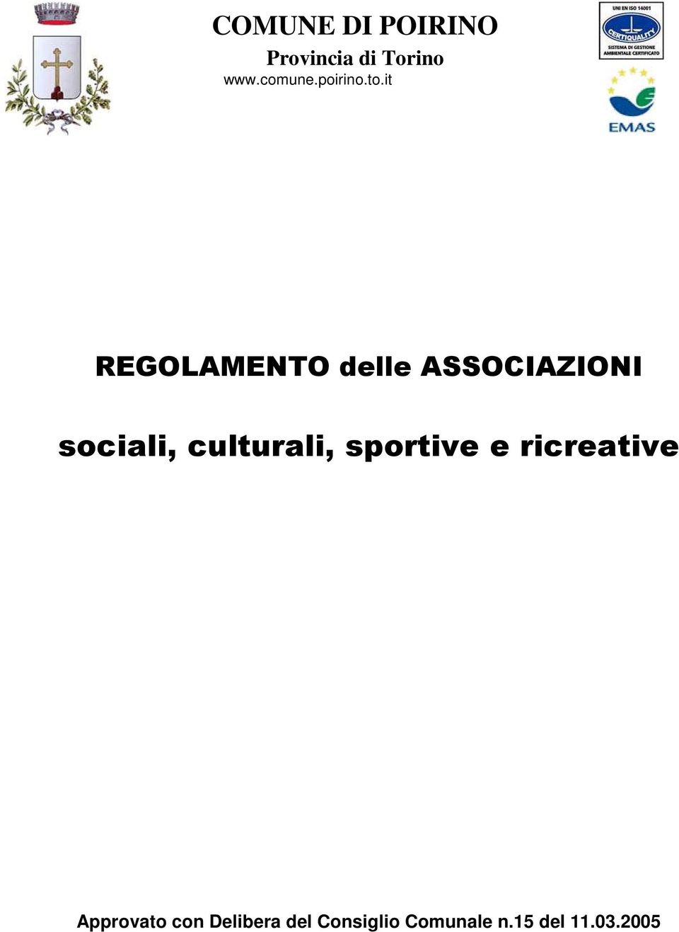 it REGOLAMENTO delle ASSOCIAZIONI sociali,