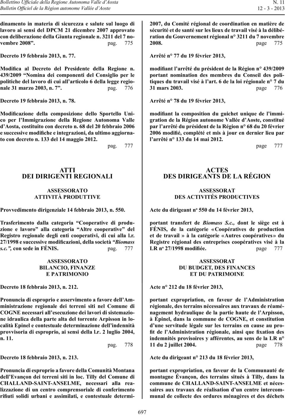 , ASSESSORATO BILANCIO, FINANZE E PATRIMONIO ministrazione regionale dei terreni siti nel Comune di - - n. 11.