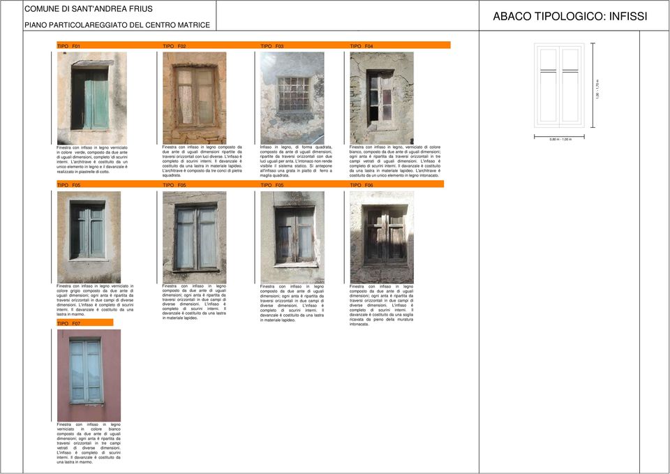 L'architrave è costituito da un unico elemento in legno e il davanzale è realizzato in piastrelle di cotto.